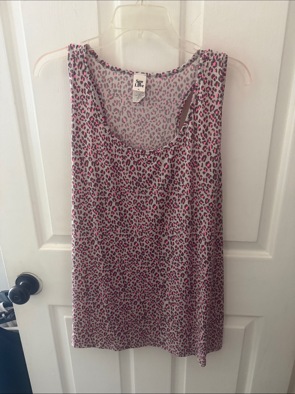 Sew In Love Pink and Gray Leopard Print Scoop Neck Tank